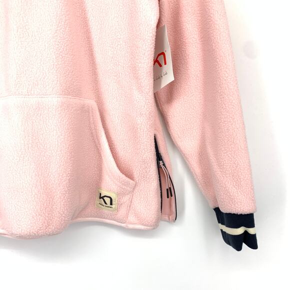 Kari Traa Rothe Hoodie Sweatshirt Womens Size Small Pearl Pink Black Cuffs - Picture 5 of 10